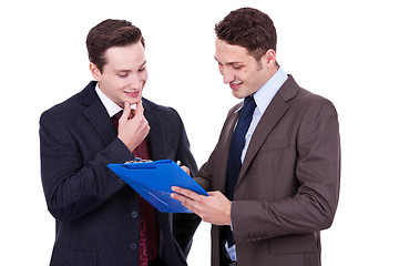 Image showing Two business people discussing 