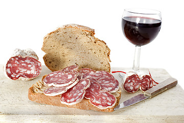 Image showing slice of saucisson