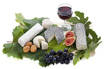 Image showing goat cheeses and fruits