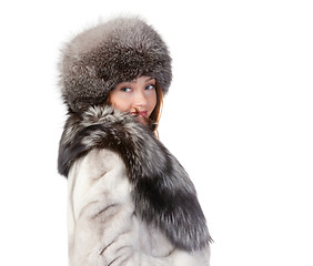 Image showing Sexy woman wearing winter fur