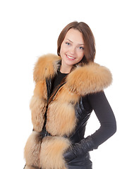 Image showing Stylish woman in winter fur jacket