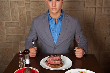 Image showing eat a beef steak