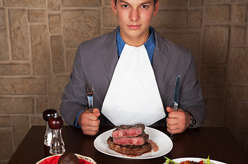 Image showing eat a beef steak