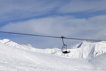 Image showing Chair lift at ski resort