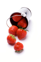 Image showing Strawberries Spilled from Bucket