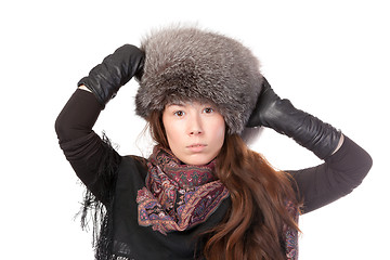 Image showing Glamorous woman in winter fashion