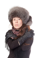 Image showing Vivacious woman in winter outfit