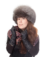 Image showing Vivacious woman in winter outfit