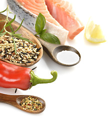 Image showing Slice Of Salmon And Wild Rice