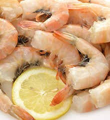 Image showing Fresh Shrimps And Lemon