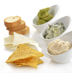 Image showing Dips With Chips And Toasts