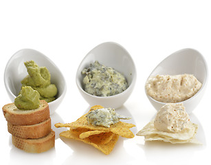 Image showing Dips With Chips And Toasts