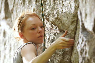 Image showing Female rock climber