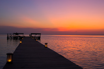 Image showing Sunset at the jetty