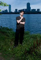 Image showing Young man at river