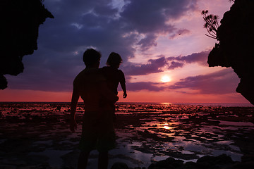 Image showing Watching sunset together