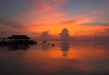 Image showing Sunset at the jetty