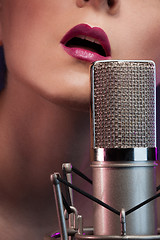 Image showing Close up of beautiful singer lips