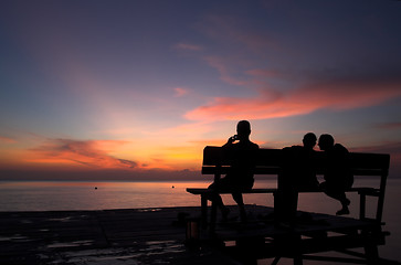 Image showing Sunset at the jetty