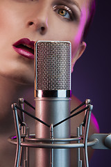 Image showing beautiful woman singing