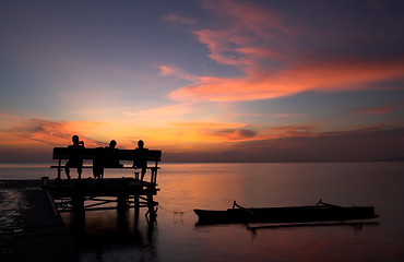 Image showing Sunset at the jetty