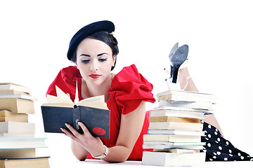 Image showing beautiful young woman read book