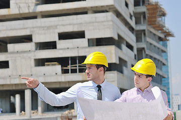 Image showing Team of architects on construciton site