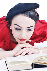 Image showing beautiful young woman read book