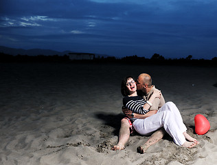 Image showing happy young couple have fun on beach