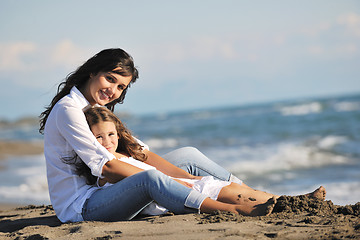 Image showing mom and daughter portrait on beach