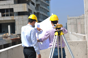 Image showing Team of architects on construciton site