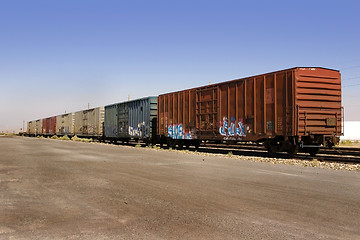 Image showing Old Wagons with Graffiti