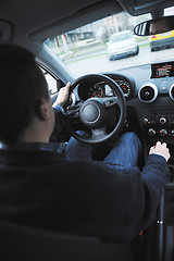 Image showing man using car navigation