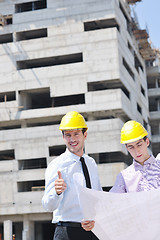 Image showing Team of architects on construciton site