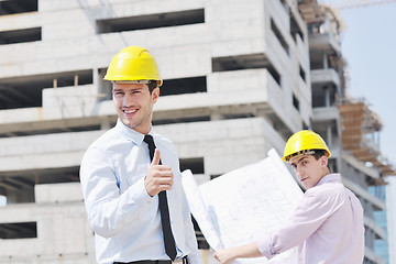 Image showing Team of architects on construciton site