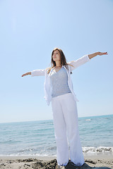 Image showing young woman relax  on beach