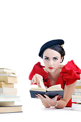 Image showing beautiful young woman read book