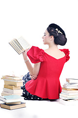 Image showing beautiful young woman read book