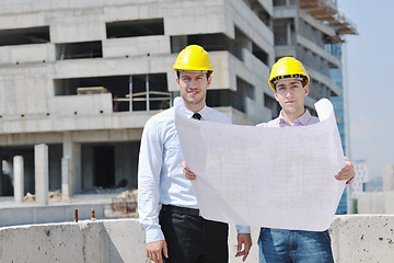 Image showing Team of architects on construciton site