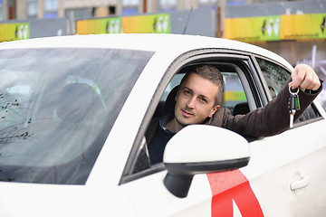 Image showing man using car navigation