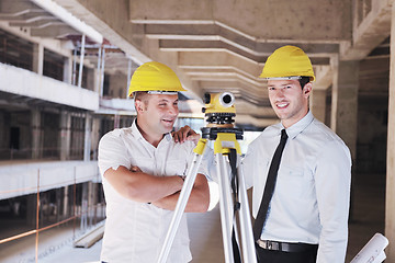 Image showing Team of architects on construciton site