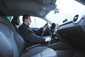 Image showing man using car navigation