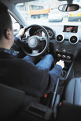 Image showing man using car navigation