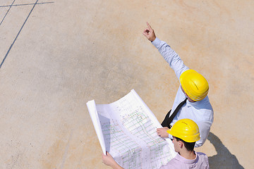 Image showing Team of architects on construciton site