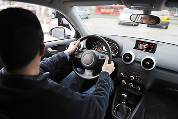 Image showing man using car navigation