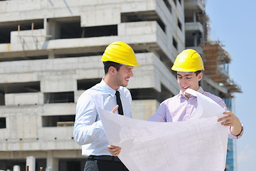 Image showing Team of architects on construciton site