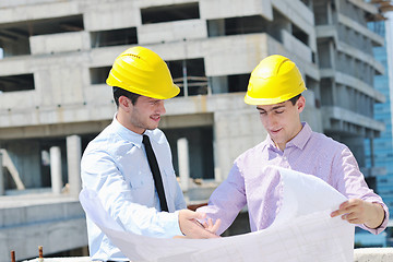 Image showing Team of architects on construciton site