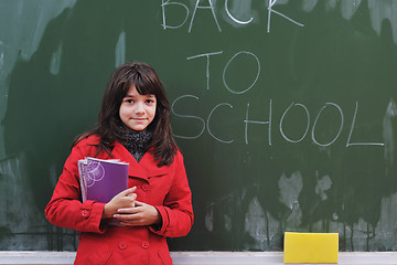 Image showing happy school girl on math classes