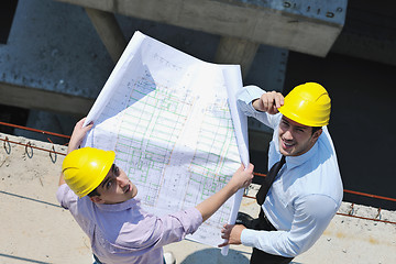 Image showing Team of architects on construciton site