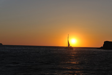 Image showing greece romantic sunset at sea